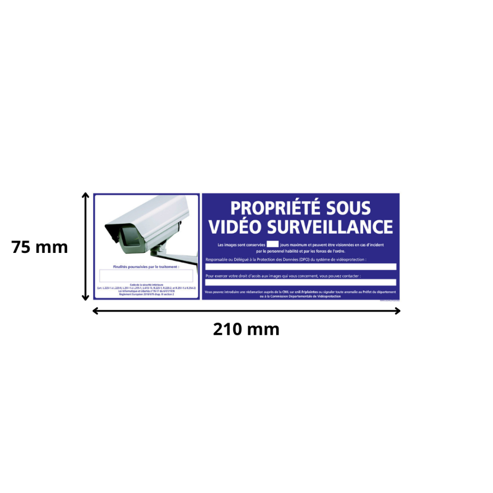 Plaque Signalétique « Propriété Sous Surveillance » - Argentée, ABS Anti-UV, Gravée, Fabriqué En France
