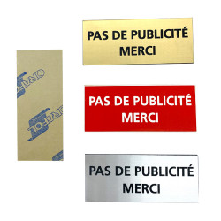 Plaque pour boites aux lettres - Pas de publicité merci