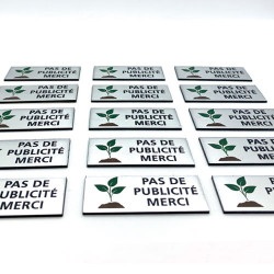 Plaque de boite aux lettres adhésive PAS DE DÉMARCHAGE MERCI