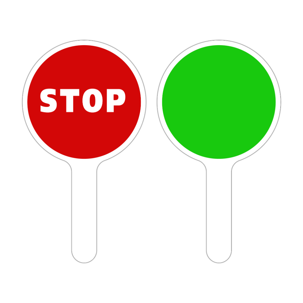Raquette de signalisation Stop et Vert Raquette de signalisation Stop et Vert