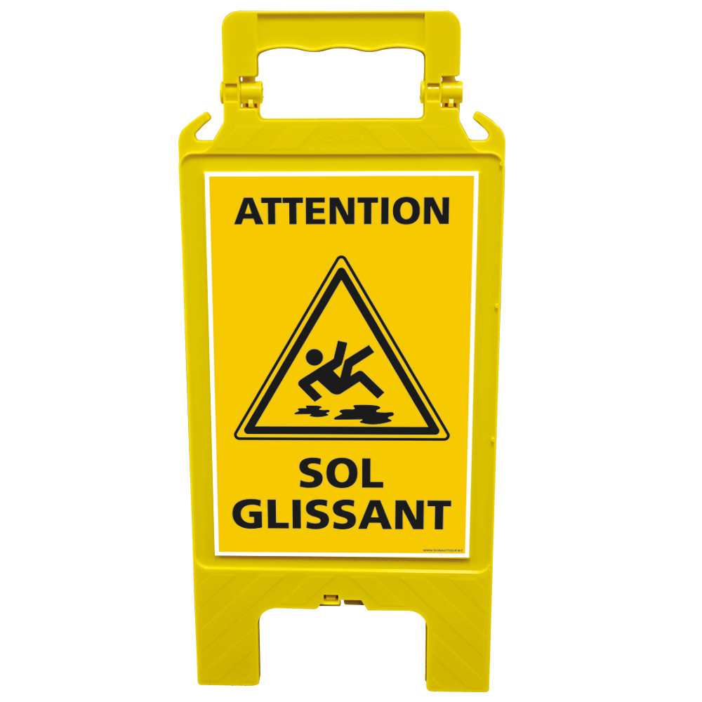 Chevalet de signalisation attention sol glissant