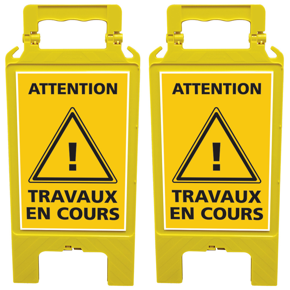Chevalet de signalisation attention travaux en cours Chevalet de signalisation attention travaux en cours