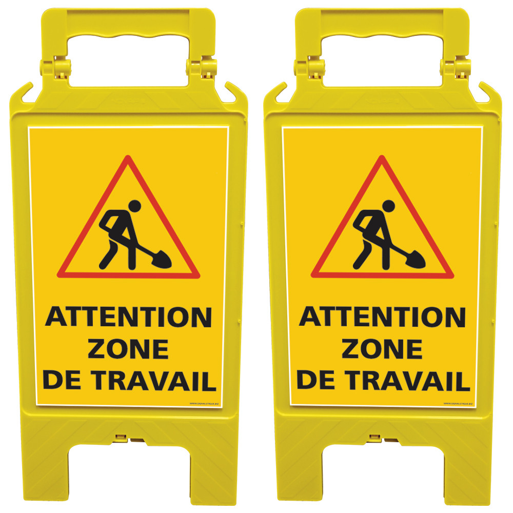 Chevalet de signalisation attention zone de travail