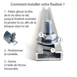 Fixation de boulons sur rail aluminium