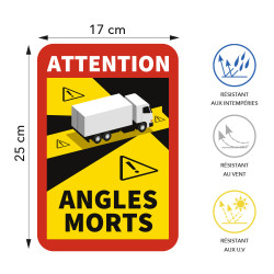 Magnétique officiel Attention Angles Morts pour Poids Lourds