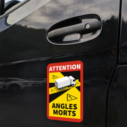 Plaque magnétique Attention Angles Morts pour Poids Lourds