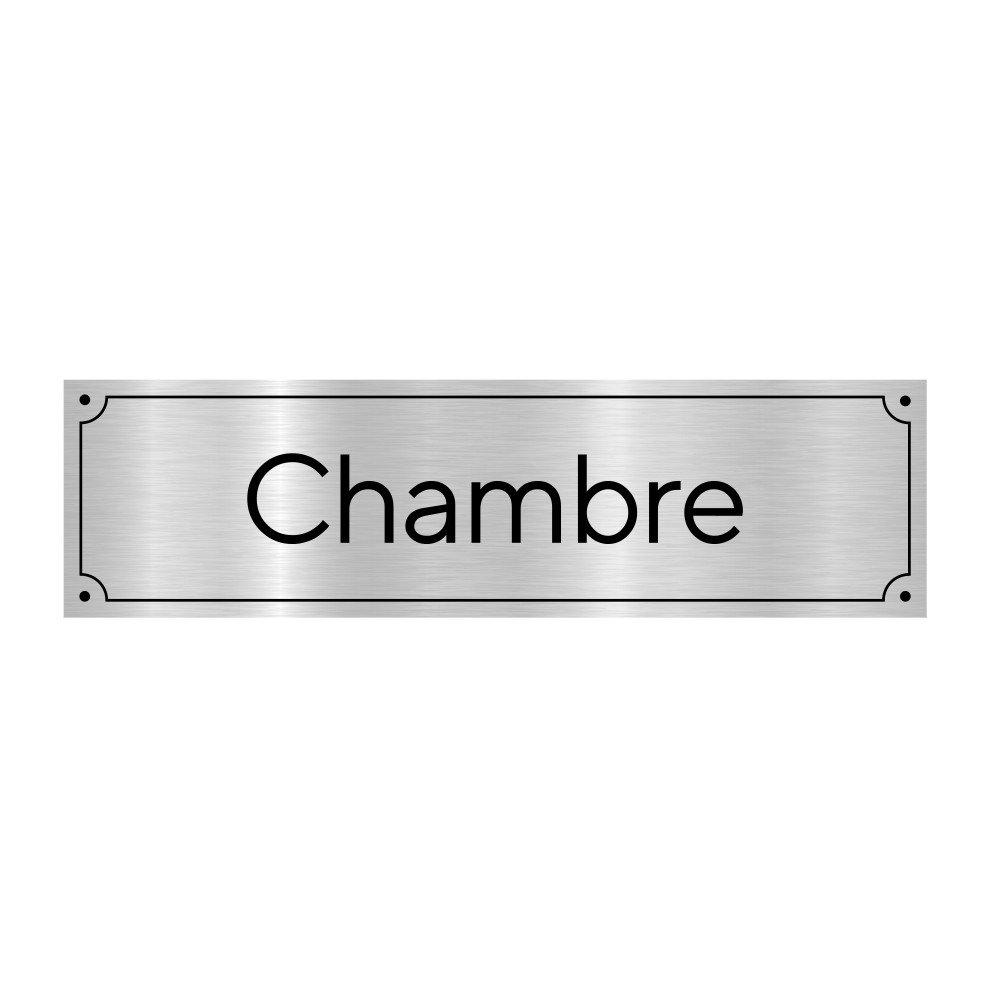 Plaque de porte gravée chambre en pvc aluminium argent brossé (GRAV0001) Plaque de porte gravée chambre en pvc aluminium argent brossé (GRAV0001)
