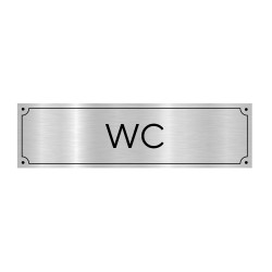 Plaque de porte gravée WC en pvc aluminium argent brossé (GRAV0003)