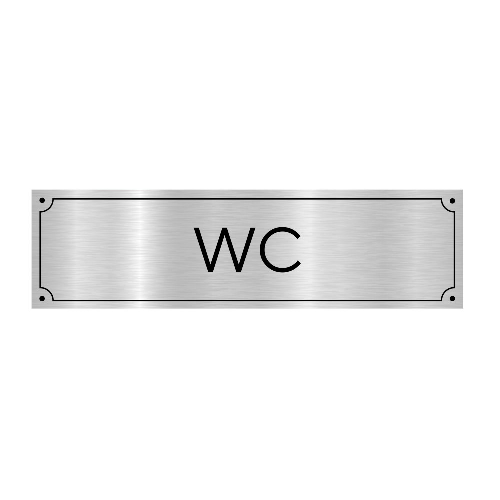 Plaque de porte gravée WC en pvc aluminium argent brossé (GRAV0003)