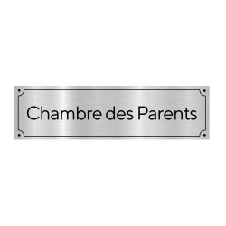 Plaque de porte gravée chambre des parents en pvc aluminium argent brossé (GRAV0007)
