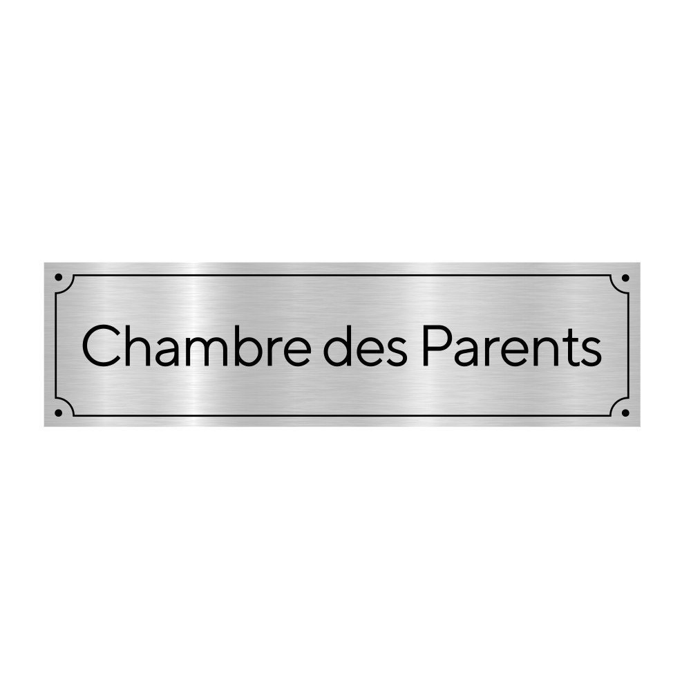 Plaque de porte gravée chambre des parents en pvc aluminium argent brossé (GRAV0007) Plaque de porte gravée chambre des parents en pvc aluminium argent brossé (GRAV0007)