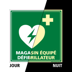 PANNEAU MAGASIN EQUIPE D'UN DEFIBRILLATEUR PHOTOLUMINESCENT (B0322-PHO)