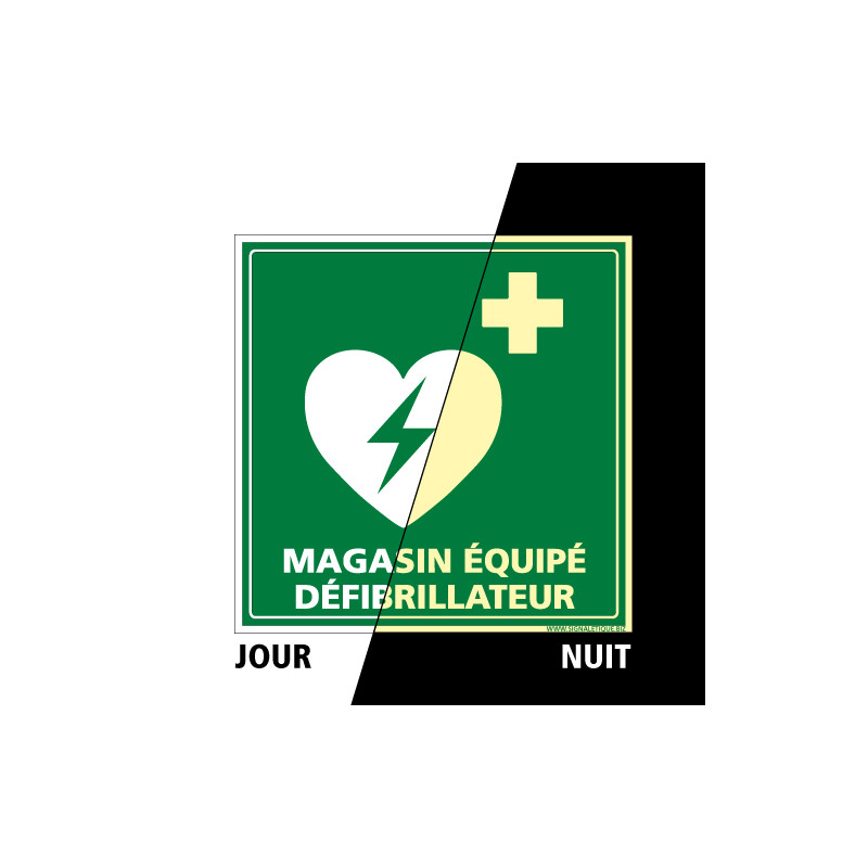 PANNEAU MAGASIN EQUIPE D'UN DEFIBRILLATEUR PHOTOLUMINESCENT (B0322-PHO)