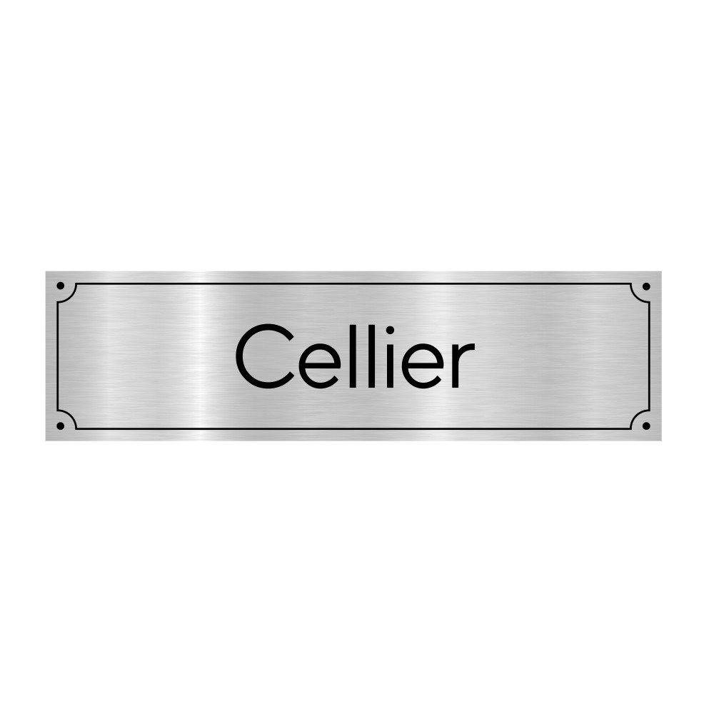 Plaque de porte gravée Cellier en pvc aluminium argent brossé (GRAV0010) Plaque de porte gravée Cellier en pvc aluminium argent brossé (GRAV0010)