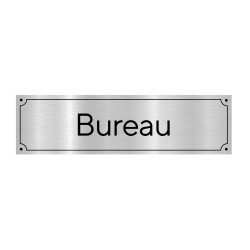 Plaque de porte gravée Bureau en pvc aluminium argent brossé (GRAV0011)