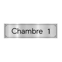 Plaque de porte argent brossé pour chambre personnalisable avec un numéro (GRAV0008)