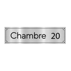 Plaque argent brossé pour porte de chambre personnalisable avec un numéro