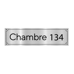 Plaque argent brossé pour porte de chambre numéro personnalisé