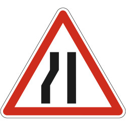 Panneau Danger Chaussée rétrécie par la gauche A3b Signalisation Triangulaire Bord Rouge Panneau Sécurité Routière