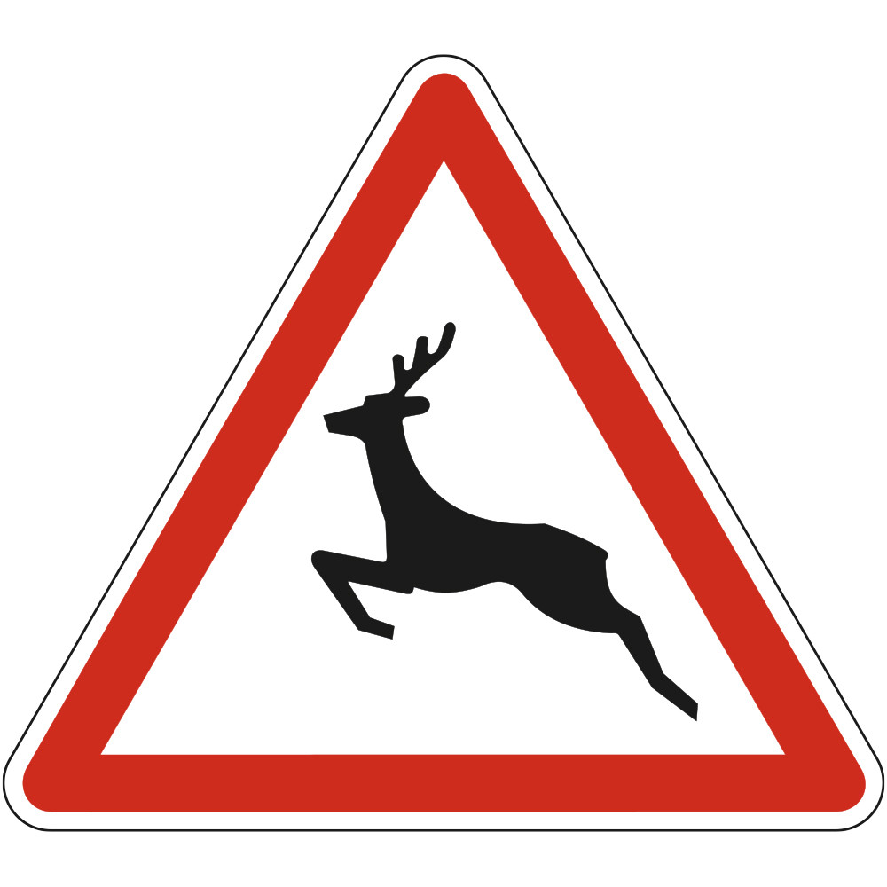 Panneau Danger Passage d'animaux sauvages A15b Signalisation Triangulaire Bord Rouge Panneau Sécurité Routière Panneau Danger Passage d'animaux sauvages A15b Signalisation Triangulaire Bord Rouge Panneau Sécurité Routière