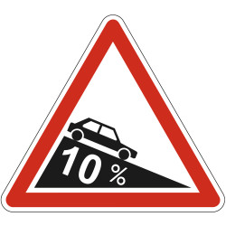 Panneau Danger Descente dangereuse A16 Signalisation Triangulaire Bord Rouge Panneau Sécurité Routière