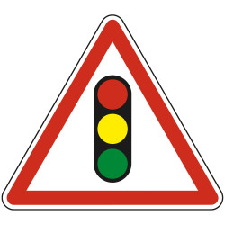 Panneau Danger Annonce de feux tricolores A17 Signalisation Triangulaire Bord Rouge Panneau Sécurité Routière