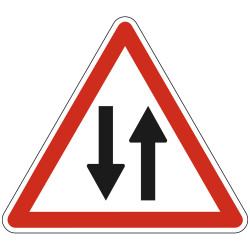 Panneau Danger Circulation dans les 2 sens A18 Signalisation Triangulaire Bord Rouge Panneau Sécurité Routière