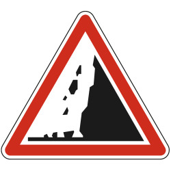 Panneau Danger Risque de chute de pierres A19 Signalisation Triangulaire Bord Rouge Panneau Sécurité Routière