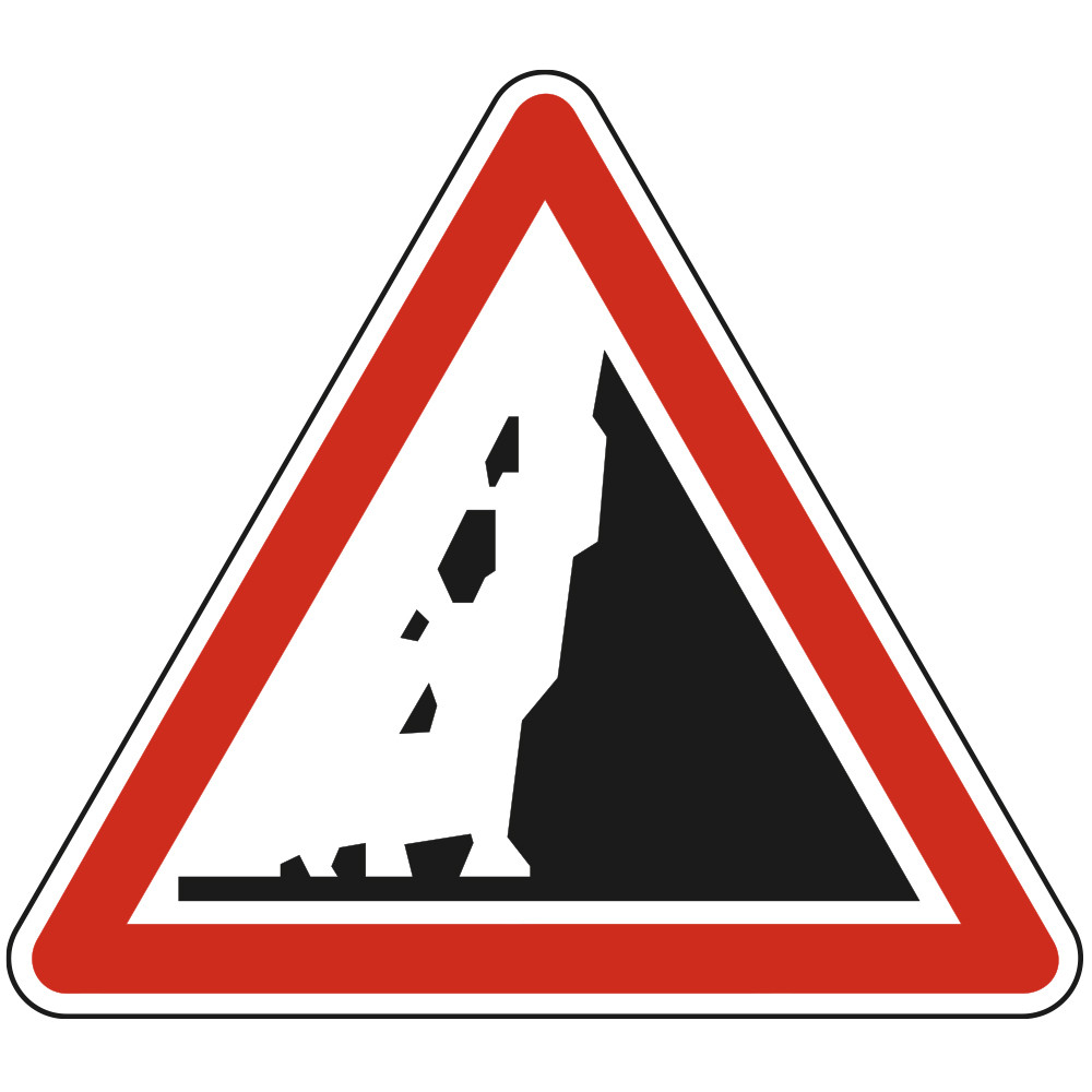 Panneau Danger Risque de chute de pierres A19 Signalisation Triangulaire Bord Rouge Panneau Sécurité Routière Panneau Danger Risque de chute de pierres A19 Signalisation Triangulaire Bord Rouge Panneau Sécurité Routière
