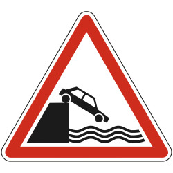 Panneau Danger Débouché sur un quai ou une berge A20 Signalisation Triangulaire Bord Rouge Panneau Sécurité Routière