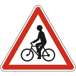 Panneau Danger Débouché de cyclistes de droite ou de gauche A21 Signalisation Triangulaire Bord Rouge Panneau Sécurité Routiè
