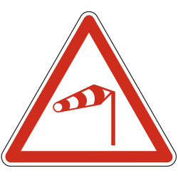 Panneau Danger Vent latéral A24 Signalisation Triangulaire Bord Rouge Panneau Sécurité Routière
