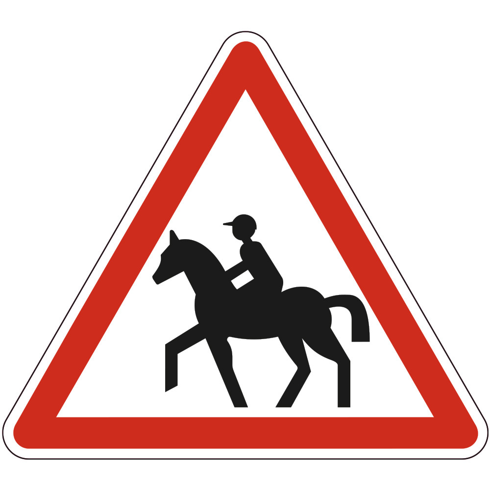 Panneau Danger Passage de cavaliers A15c Signalisation Triangulaire Bord Rouge Panneau Sécurité Routière Panneau Danger Passage de cavaliers A15c Signalisation Triangulaire Bord Rouge Panneau Sécurité Routière