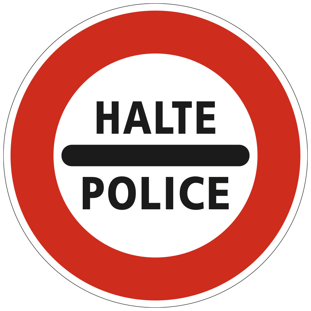 Panneau Interdiction Arrêt au poste de police B5b Signalisation Ronde Bord Rouge Panneau Sécurité Routière