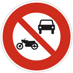 Panneau Interdiction Accès interdit aux véhicules à moteur à l'exception des cyclomoteurs B7a Signalisation Ronde Bord Rouge Pan