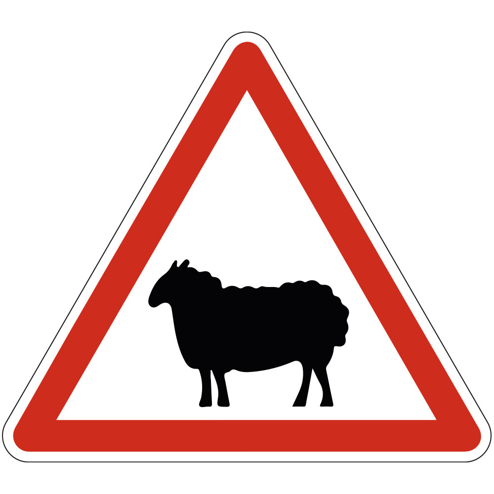 Panneau Danger Passage d'animaux domestiques A15a2 Signalisation Triangulaire Bord Rouge Panneau Sécurité Routière Panneau Danger Passage d'animaux domestiques A15a2 Signalisation Triangulaire Bord Rouge Panneau Sécurité Routière