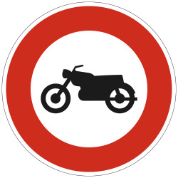 Panneau Interdiction Accès interdit aux motocyclettes et motocyclettes légères B9h Signalisation Ronde Bord Rouge Panneau