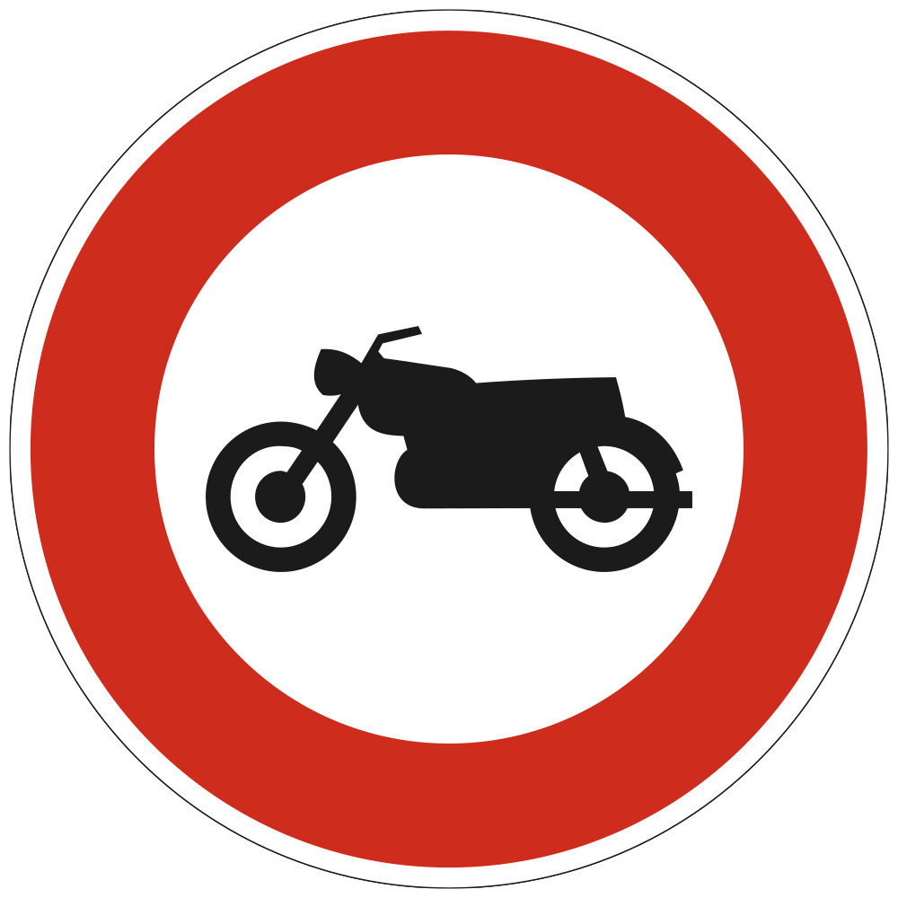 Panneau Interdiction Accès interdit aux motocyclettes et motocyclettes légères B9h Signalisation Ronde Bord Rouge Panneau Panneau Interdiction Accès interdit aux motocyclettes et motocyclettes légères B9h Signalisation Ronde Bord Rouge Panneau