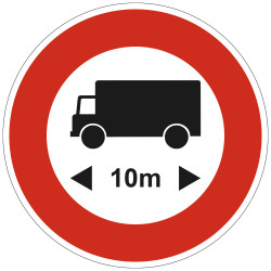Panneau Interdiction Accès interdit aux véhicules de transport longueur personnalisé B10a Signalisation Ronde Bord Rouge Panneau