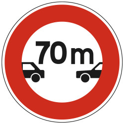Panneau Interdiction aux véhicules de circuler sans maintenir un intervalle personnalisé B17 Signalisation Ronde Bord Rouge