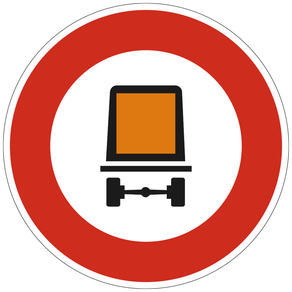 Panneau Interdiction Accès interdit aux véhicules transportant des marchandises dangereuses B18c Signalisation Ronde Bord Rouge 