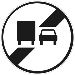 Panneau Fin d'interdiction de dépasser pour les transports de plus de 3.5 t. B34a Signalisation Ronde Barré noir Panneau