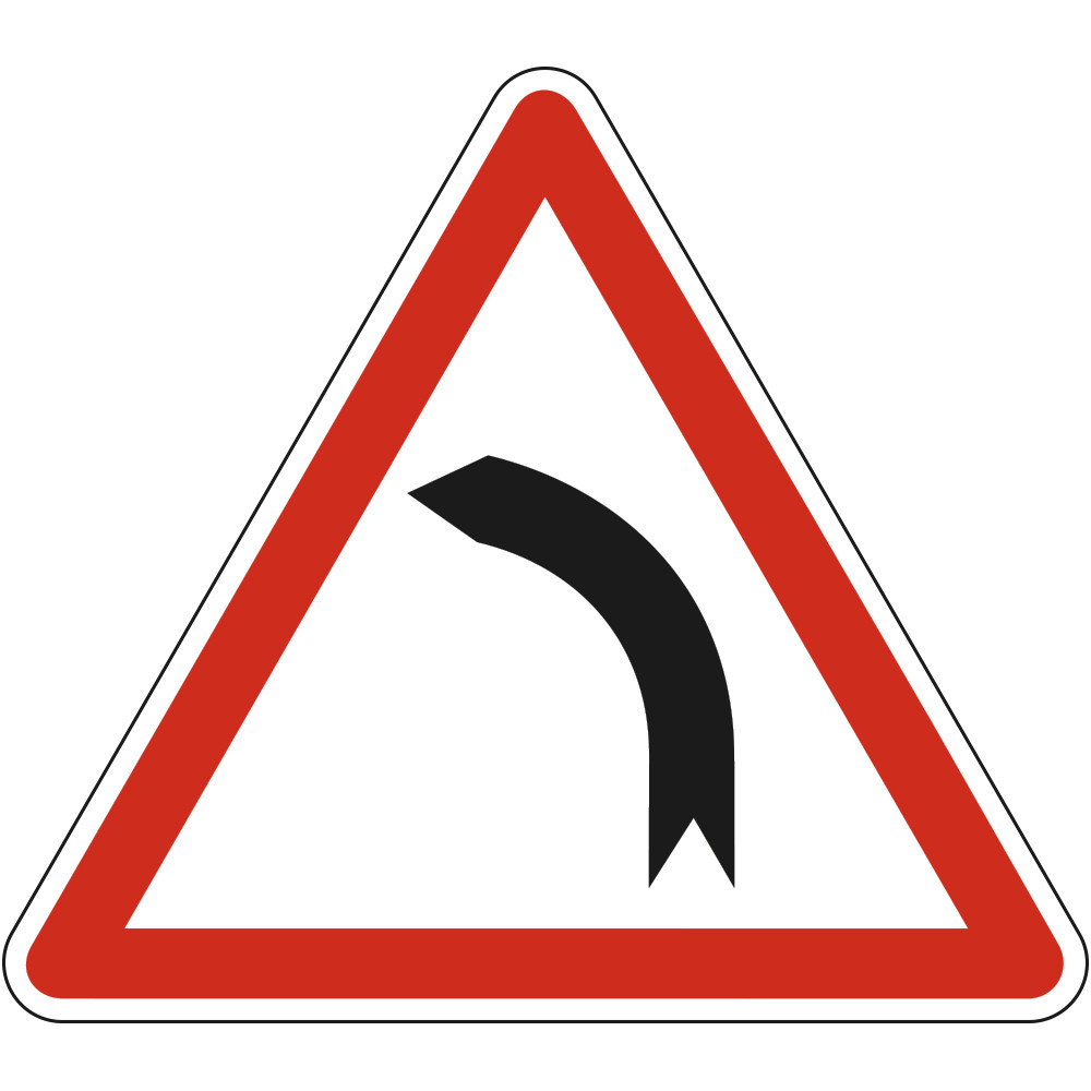 Panneau Danger Virage à gauche A1b Signalisation Triangulaire Bord Rouge Panneau Sécurité Routière Panneau Danger Virage à gauche A1b Signalisation Triangulaire Bord Rouge Panneau Sécurité Routière