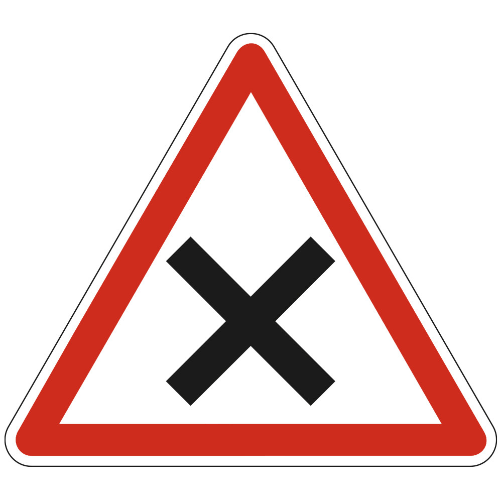 Panneau Intersection où le conducteur doit céder le passage aux véhicules venant de la droite AB1 Signalisation Triangulaire Panneau Intersection où le conducteur doit céder le passage aux véhicules venant de la droite AB1 Signalisation Triangulaire