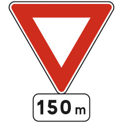 Panneau Intersection Cédez le passage à l'intersection Signal avancé AB3b Signalisation Triangulaire Bord Rouge Panneau
