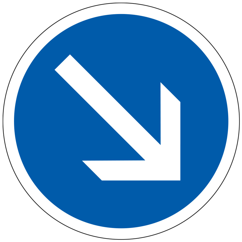 Panneau Obligation contournement obligatoire par la droite B21a1 Signalisation Ronde Fond bleu Panneau Sécurité Routière Panneau Obligation contournement obligatoire par la droite B21a1 Signalisation Ronde Fond bleu Panneau Sécurité Routière