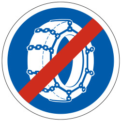 Panneau de fin d'obligation de l'usage des chaînes à neige B44 Signalisation Ronde Fond bleu Panneau Sécurité Routière