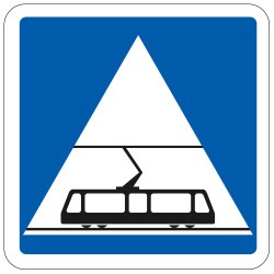 Panneau d'indication Traversée de tramways C20c Signalisation Carré Fond bleu Panneau Sécurité Routière