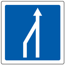 Panneau d'indication Réduction du nombre de voies C28 Signalisation Carré Fond bleu Panneau Sécurité Routière