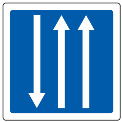 Panneau d'indication Créneau de dépassement à 3 voies affectés C29b Signalisation Carré Fond bleu Panneau Sécurité Routière